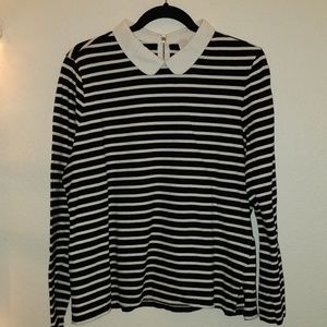 Forever 21 Plus Peter Pan Collar Striped Tee